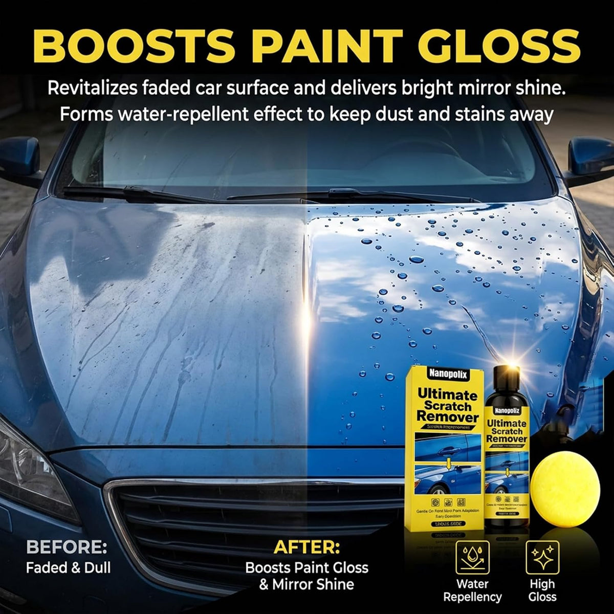 Scratch Remover, Quick Fix Removal Paste for Deep Scratches, Car Scratch Remover Kit, Quick Repair Scratches and Restore Shine, All Paint Colors Polishing Kit (1pcs)