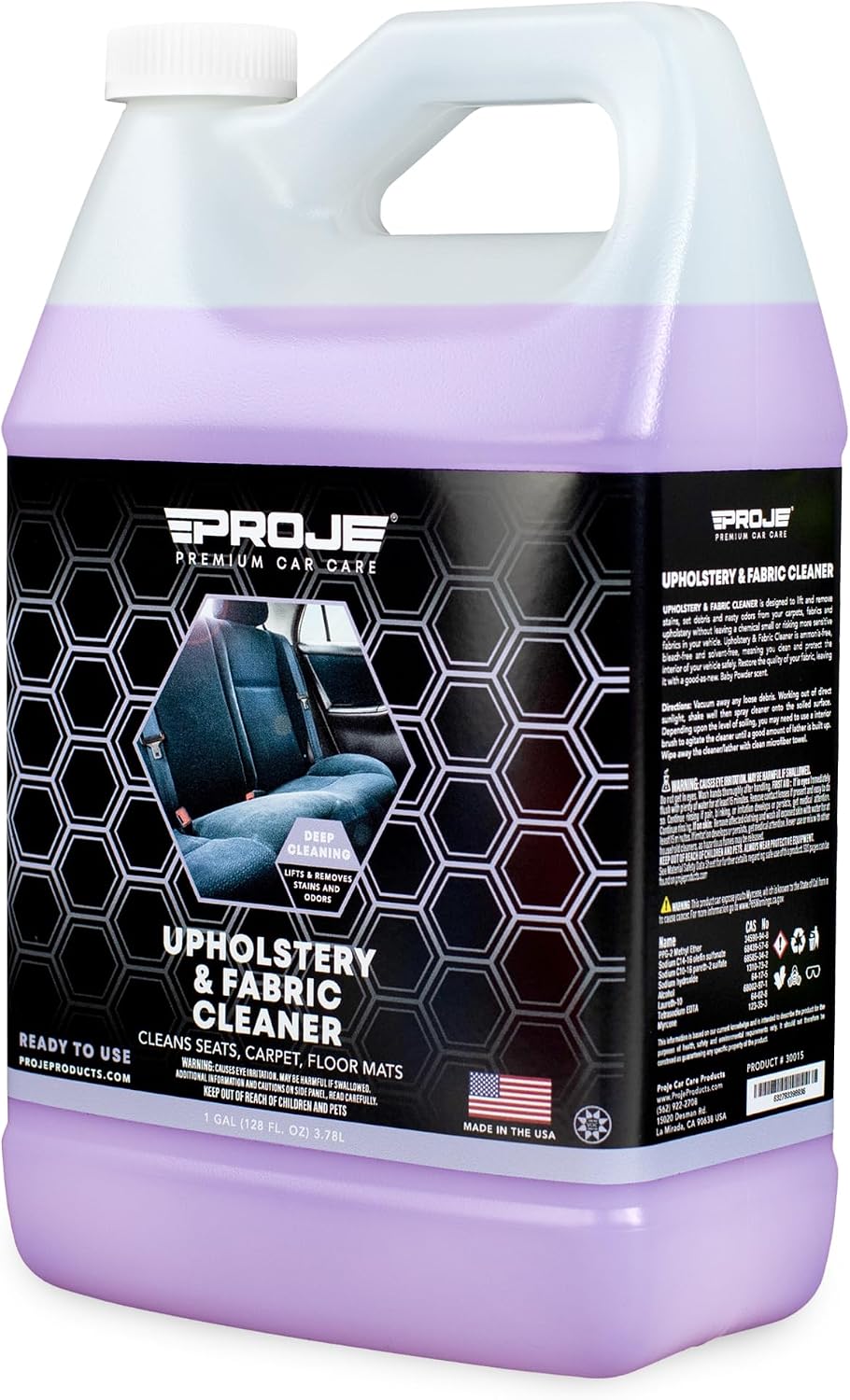 PROJE' Upholstery & Fabric Cleaner - Effective Carpet Cleaner - Stain remover - Eliminates Odors - Car Seat Cleaner - 16 Fl Oz