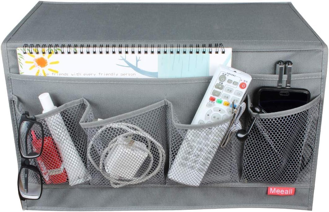 Bedside Storage Organizer with 6 Pockets, Bedside Caddy, Table Cabinet Storage Organizer, TV Remote Control, Phones, Magazines, Tablets, Accessories, Black