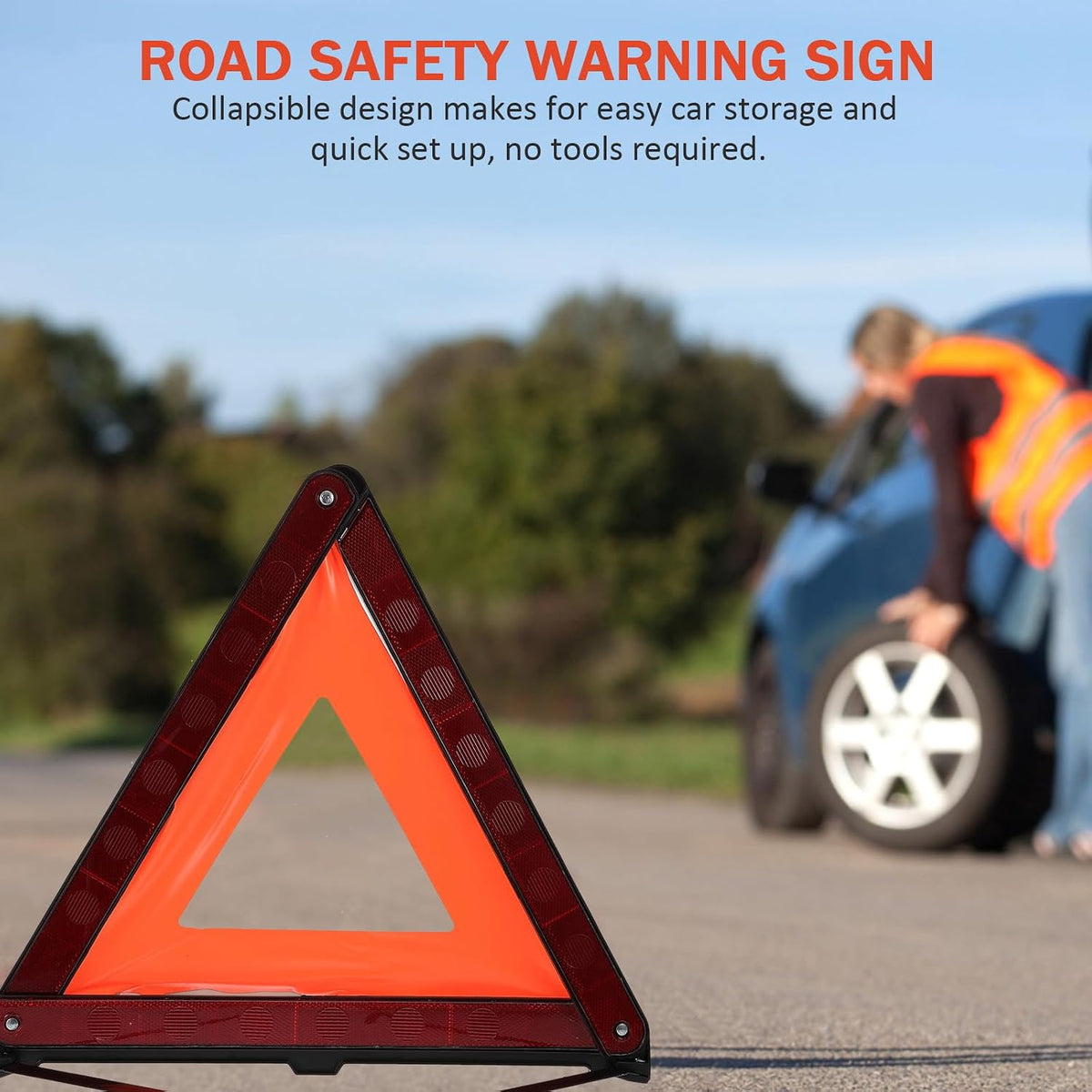 3 Pcs Red Reflective Triangle Warning Sign Foldable
