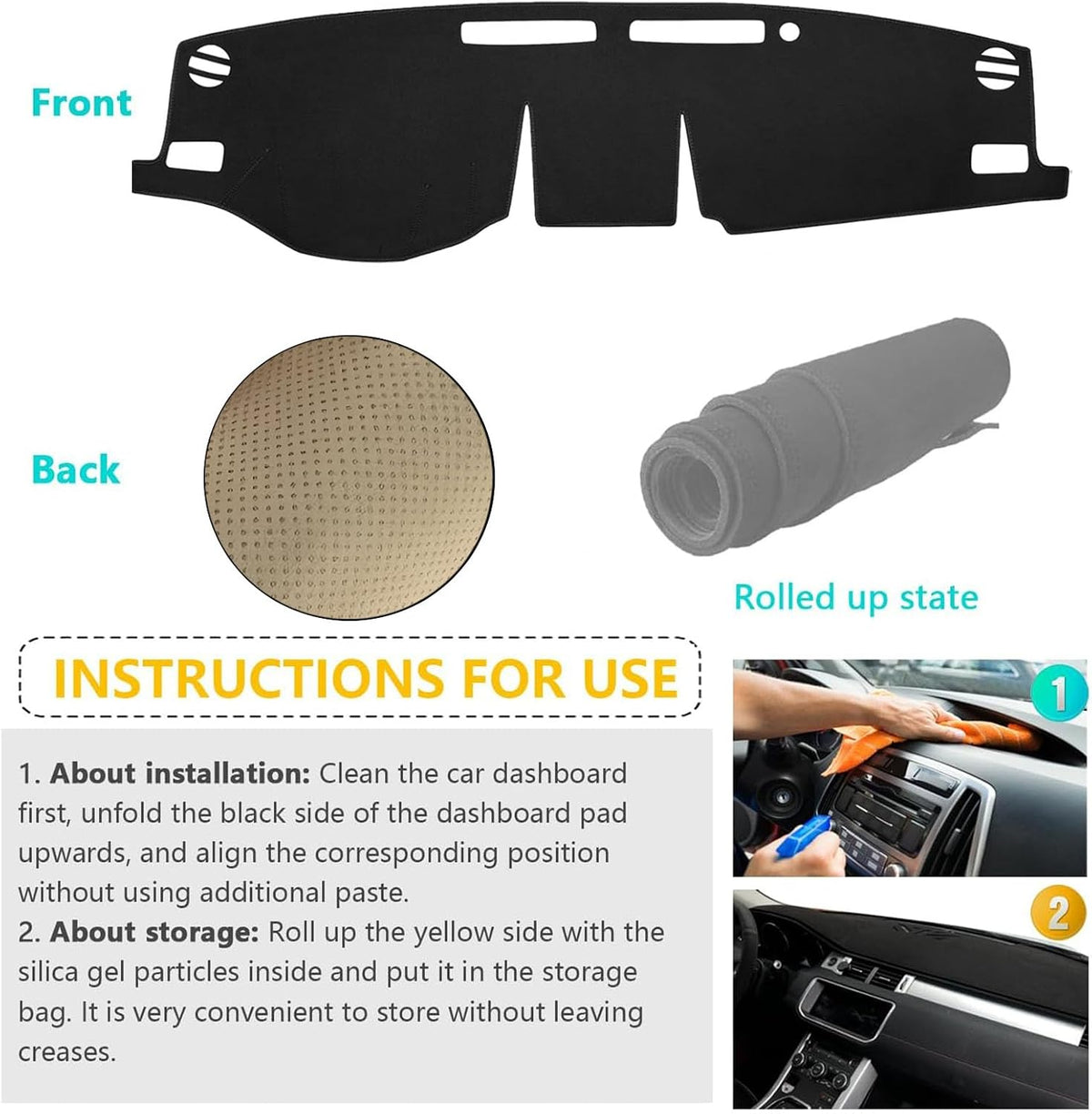 Dashboard Cover Suitable for Toyota RAV4 2019 2020 2021 2022 2023 2024 2025 Car Dashboard Cover Sun Visor Mat Non-Slip Polyester Dashboard Accessories (Black)