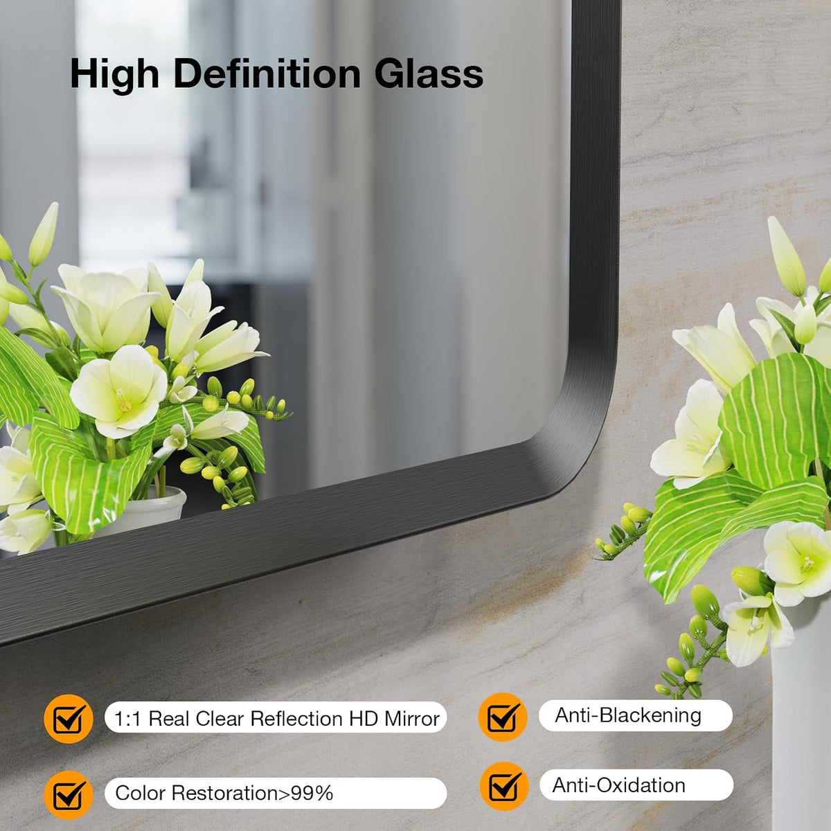 40x36 inch Black Rectangle Bathroom Mirror, Mirrors for Over Sink