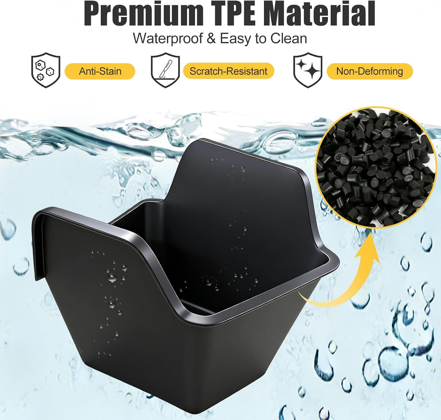 Trunk Storage Bins with Lids Custom Fit 2025 2026 Tesla Model Y Juniper 5 Seater, 2PCS Waterproof TPE Rear Side Cargo Organizer Boxes with Anti-Slip ABS Covers, Black