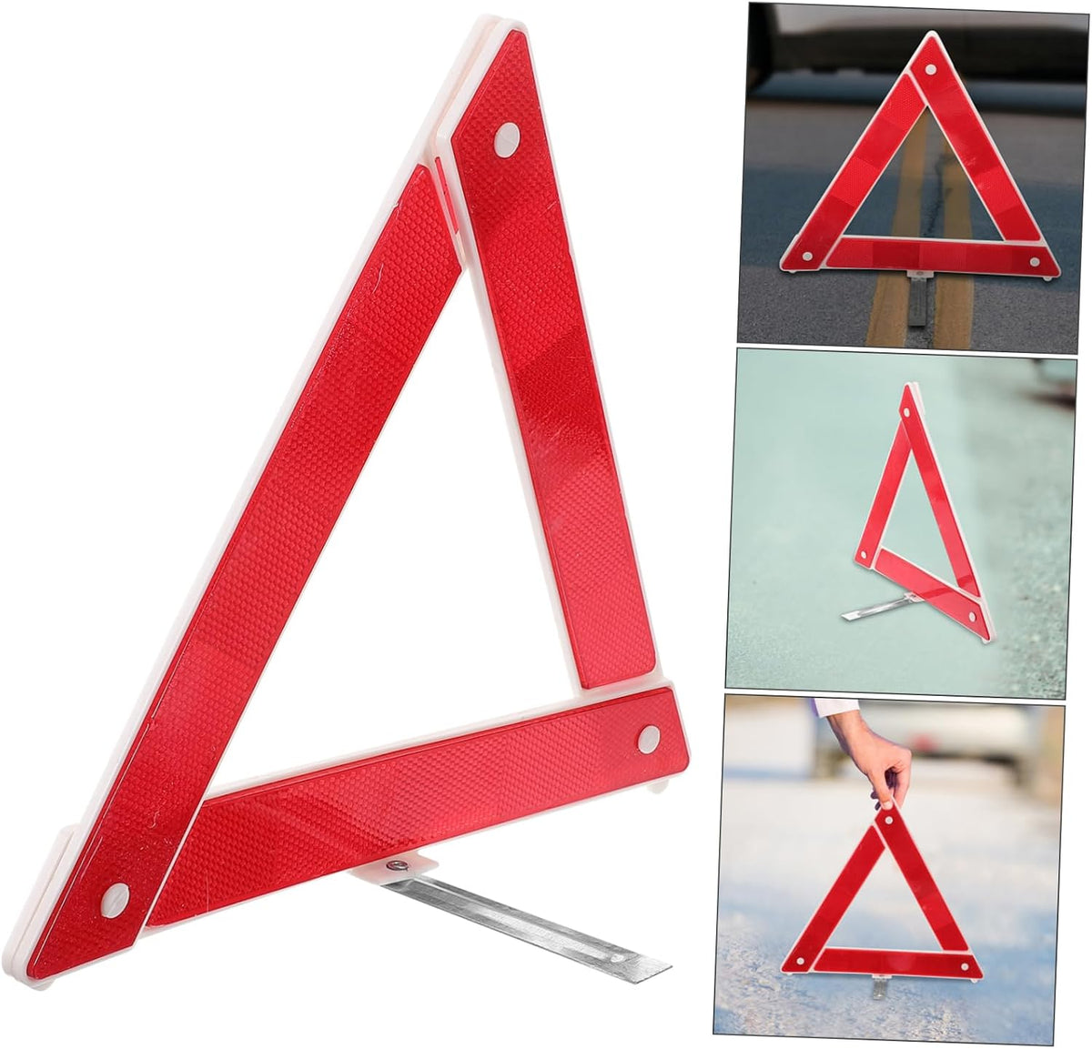 Foldable Roadside Warning Triangle Reflector for Drivers Red Plastic
