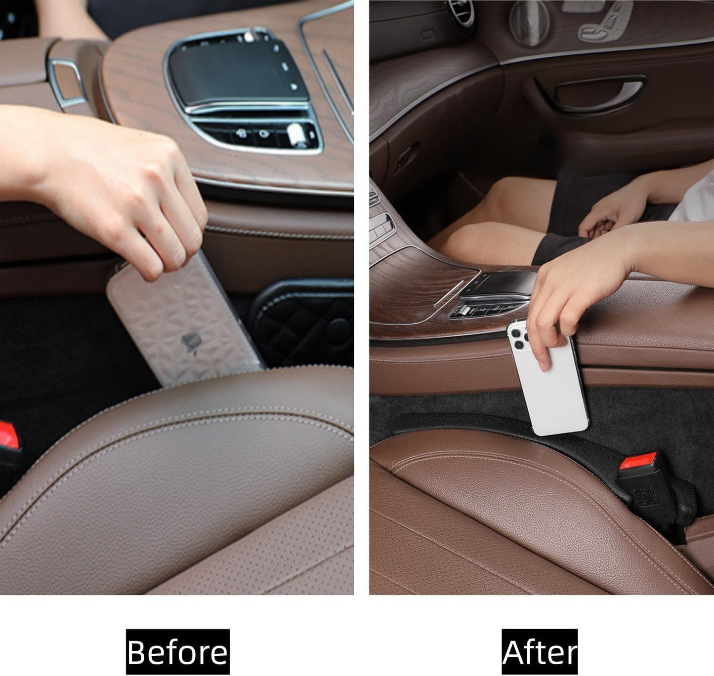 Car Seat Gap Filler Set of 2, Premium Interior Car Accessories, Multifunctional Car Storage Solution with Non-Slip Design, Fits Most Vehicles