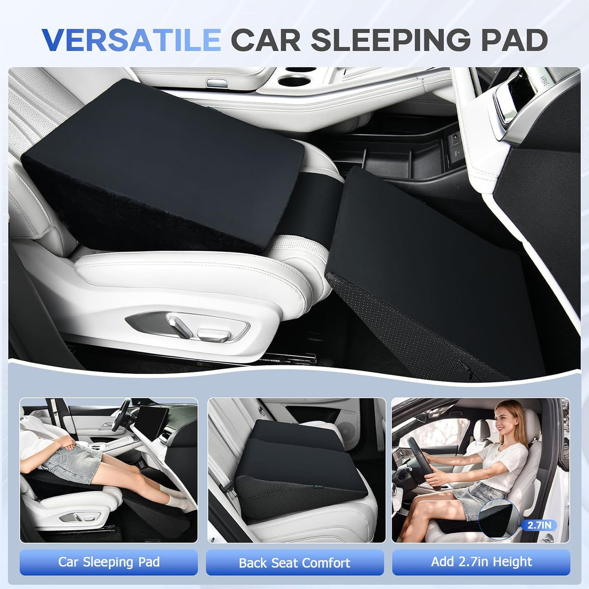 FLORICH Car Booster Seat Cushion Car Sleeping Pad Universal Car Seat Cushion Legs Rest Pads, Black