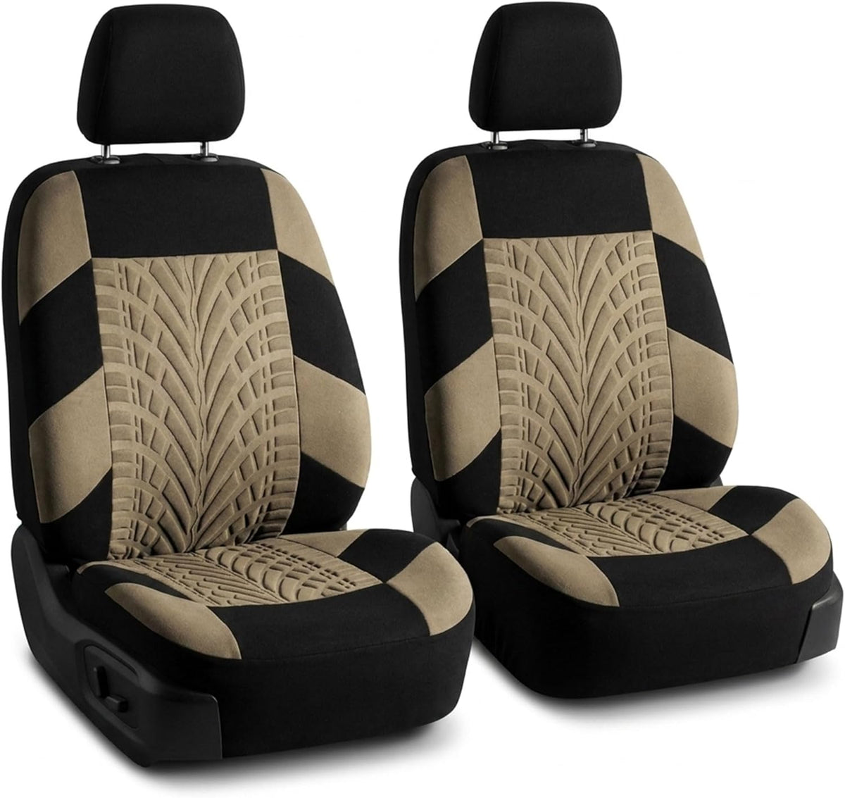 FH Group Front Set Travel Master Car Seat Covers - Covers for Low Back Car Seats with Removable Headrest, Universal Fit, Automotive Seat Cover, Airbag Compatible Car Seat Cover for SUV, Sedan Beige