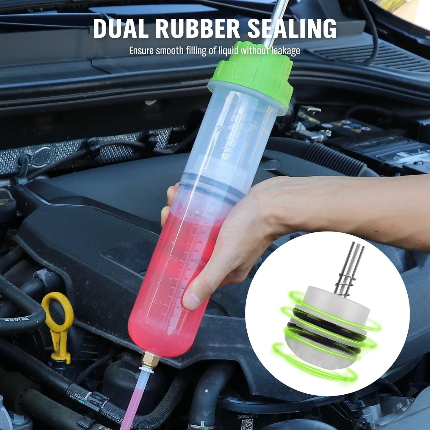 SWANLAKE 500cc Fluid Extractor & Fill Pump, Automotive Fluid Pump Extractor, Oil Change Pumps with 23'' Long Hose, 2PCS 12'' Extension Tubes, Suction Pumps for Lawn Mowers Cars