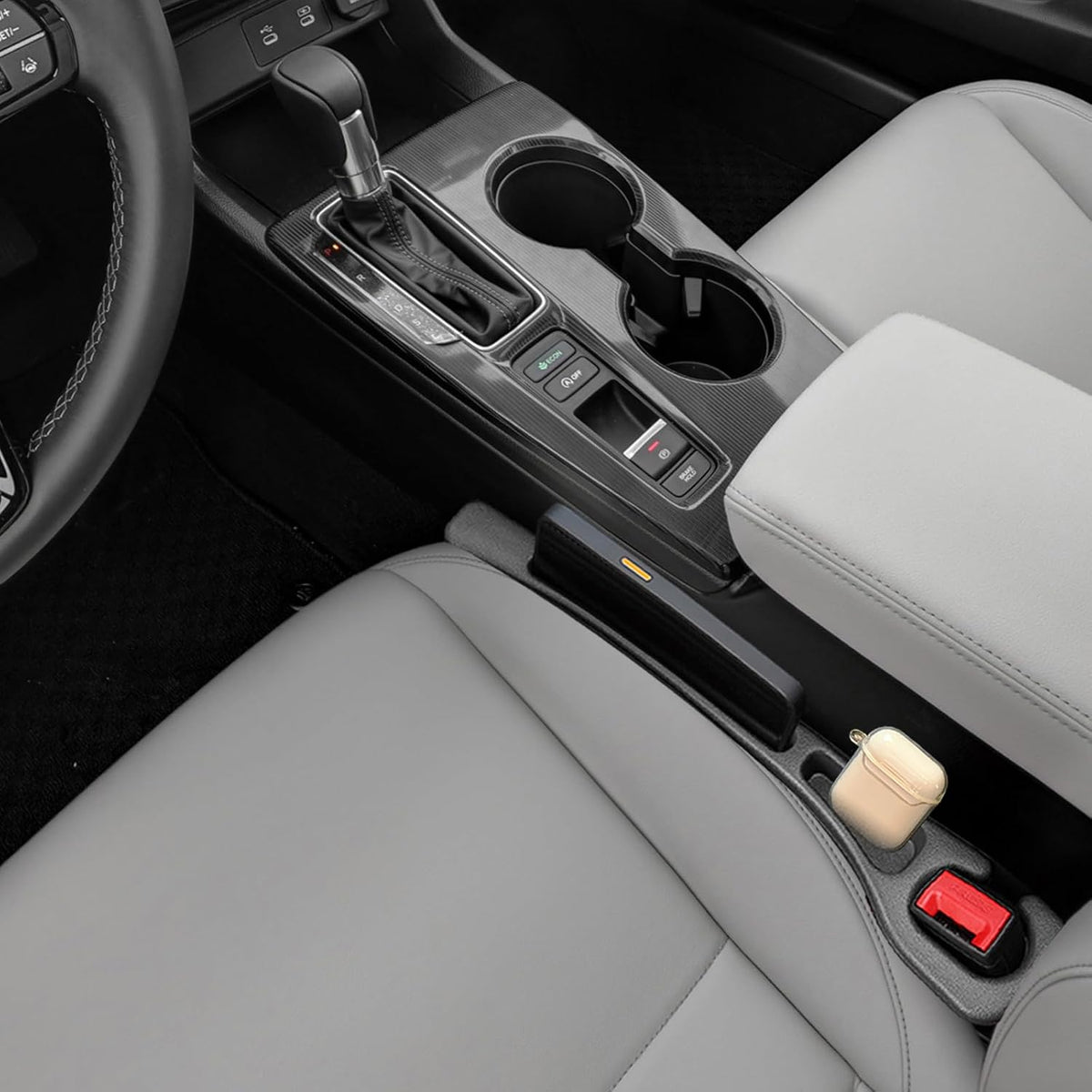 Car Seat Gap Filler Organizer Compatible with Honda Civic Accessories Seat Gap Plug Blocker with Storage Slot Non-Slip Car Cup Holder Coaster Black 2 Pack