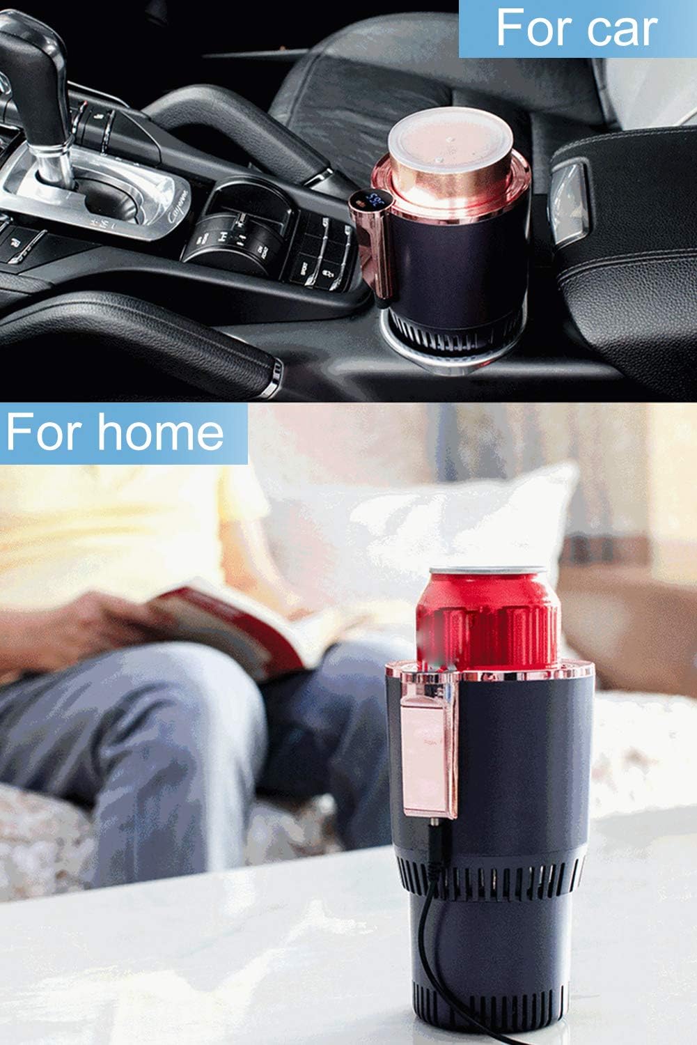Home & Car Cup Cooler Warmer Quick Electric Cooling Cup -3℃~58℃ Heat and Cold Insulation Drink Cooler Cup Coffee Warmer for Office/Road Trip