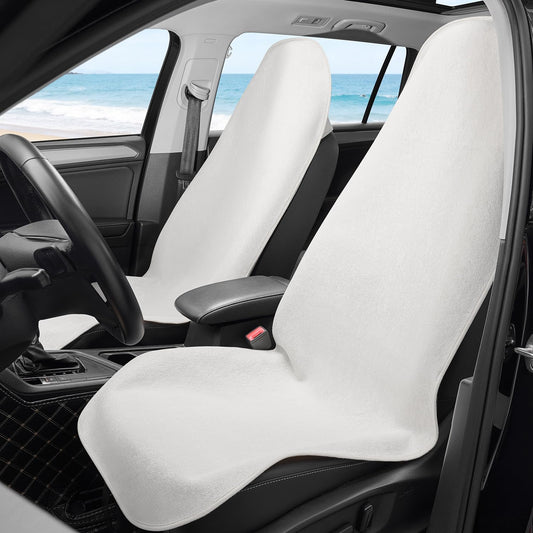 Waterproof 2 Pack Car Seat Cover Universal Fits Car Sweat Towel for Trucks SUV Van White Car Seat Protector Sweat Proof Protector Cloth Seats