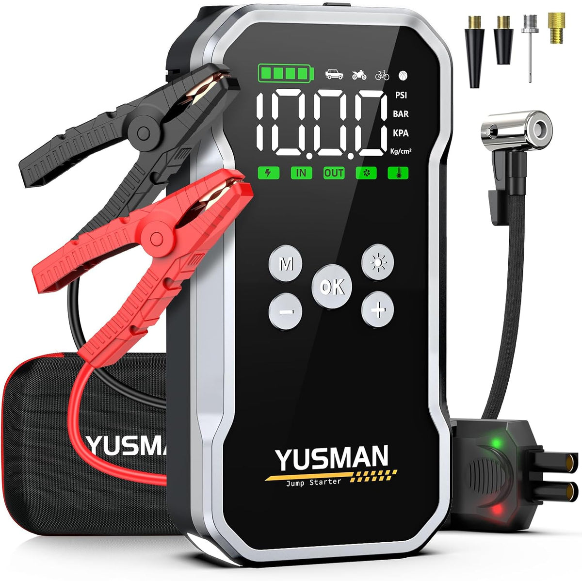 YUSMAN Jump Starter with Air Compressor, 8000A 160PSI Battery Booster Pack