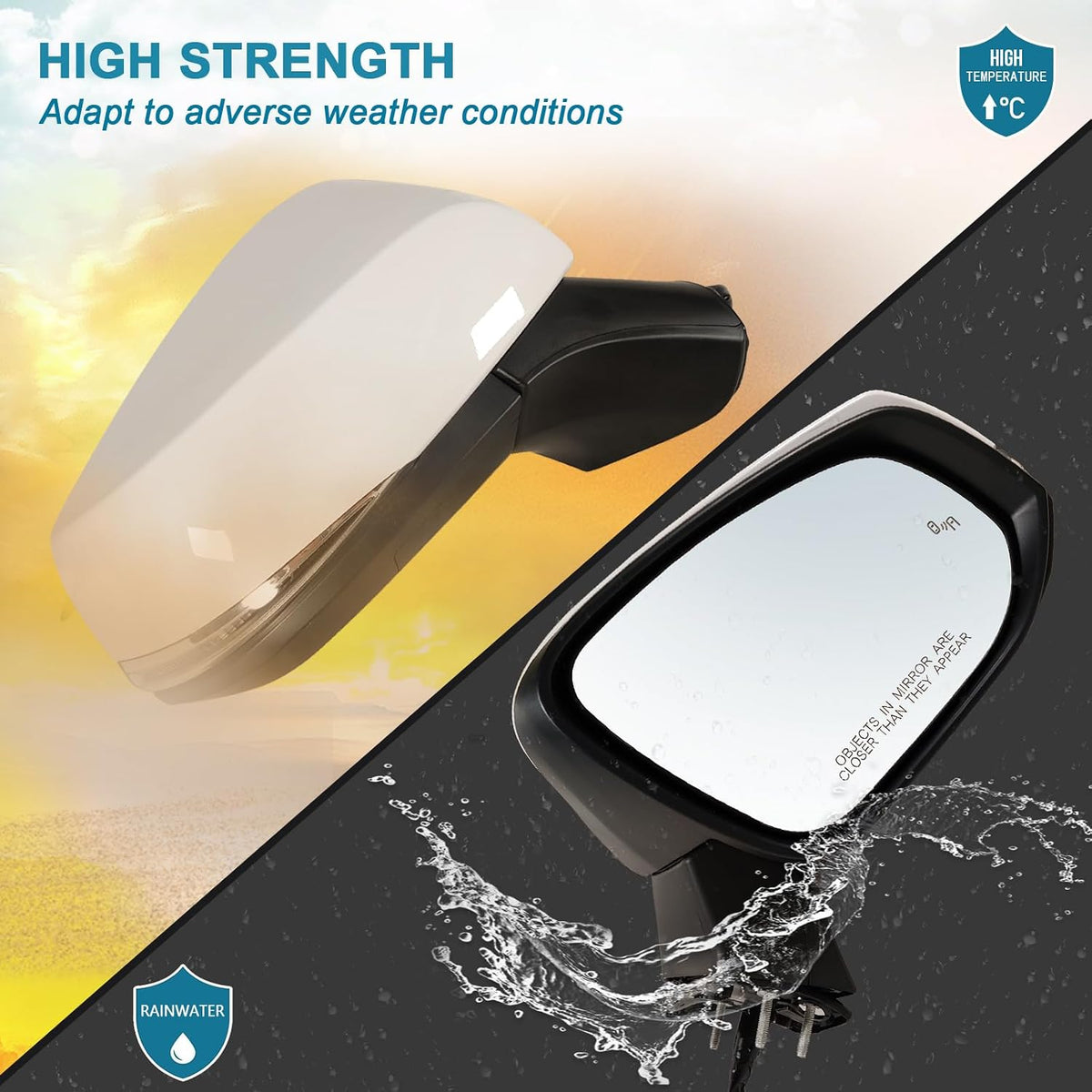 Right Passenger Side Mirror Fits 2019-2025 Toyota Rav4 with Power Heated Turn Signal and Blind Spot Match Super White Replace 879100R271(8 Pins)