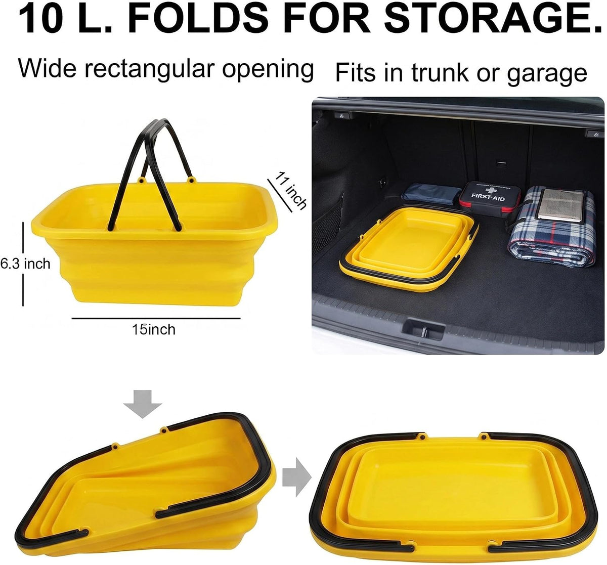 Window Cleaning Kit with 10L Collapsible Bucket