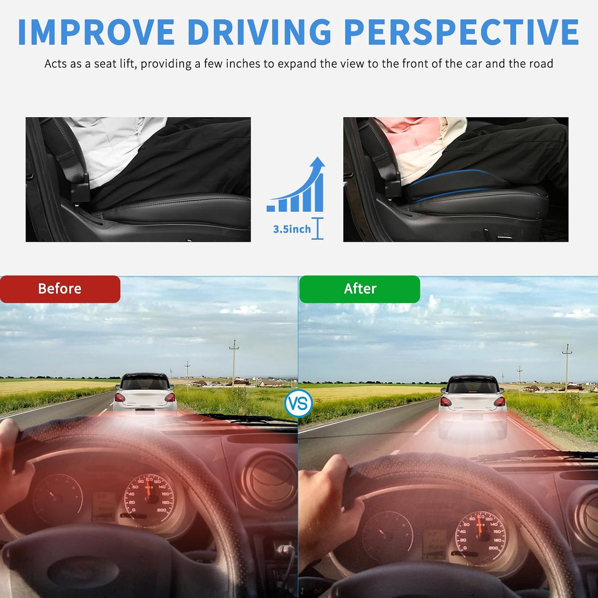 Nilight Car Seat Cushion Black Mesh Memory Foam Wedge Breathable Comfortable for Daily Driving Working Sciatica and Tailbone Pain Relief Improves Drive Visibility