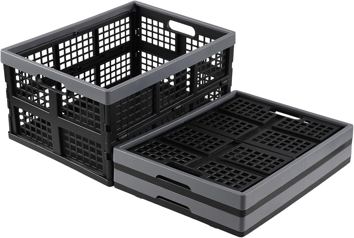 Foldable Storage Crates, 3-Pack Collapsible Plastic Utility Crate