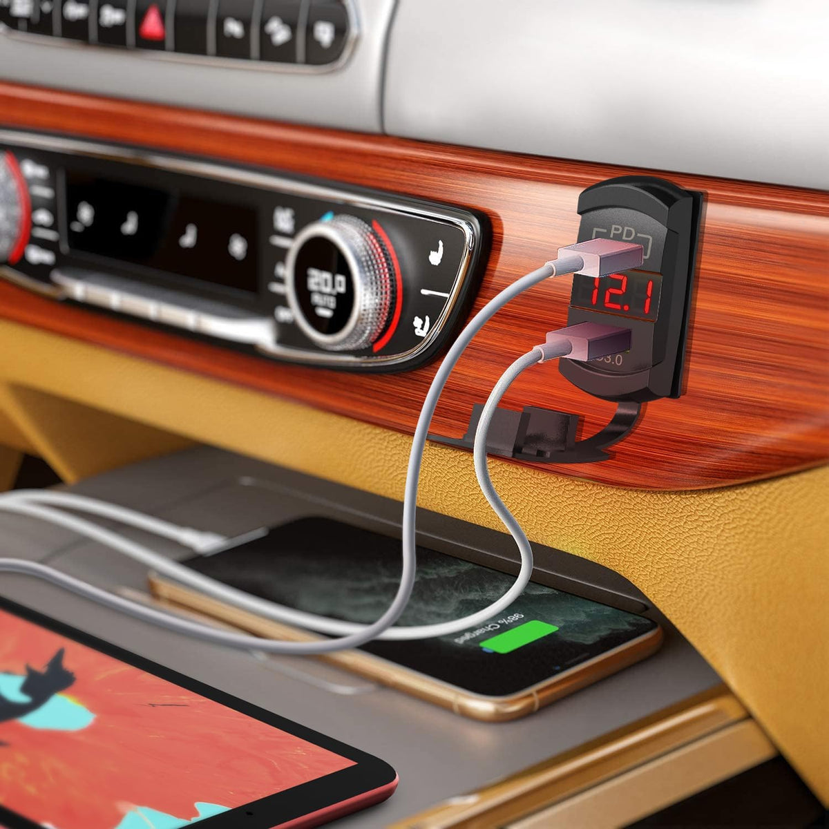 Nilight Rocker Switch Style PD Type C and USB Outlet LED Voltmeter