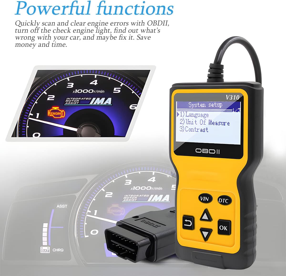 AUCELI OBD2 Scanner Code Reader for Car Check Engine, Yellow