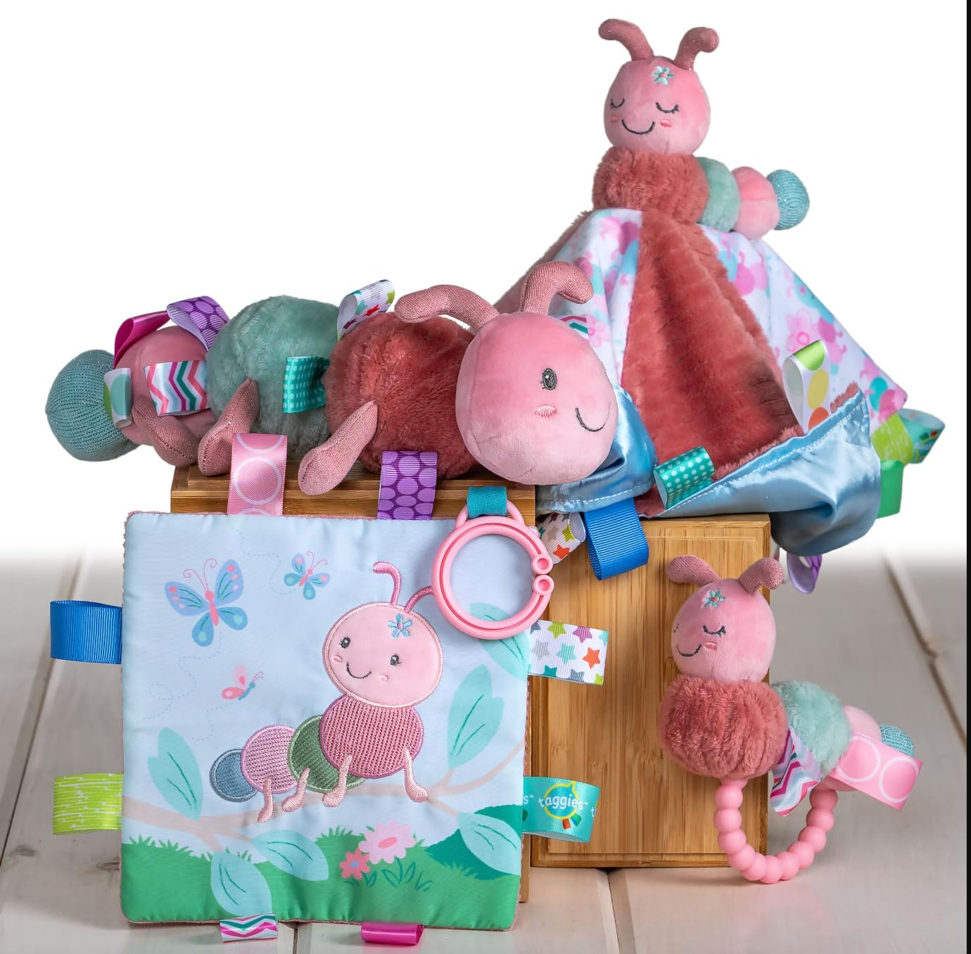 Taggies Stuffed Animal Lovey Security Blanket with Sensory Tags, 13 x 13-Inches, Camilla Caterpillar
