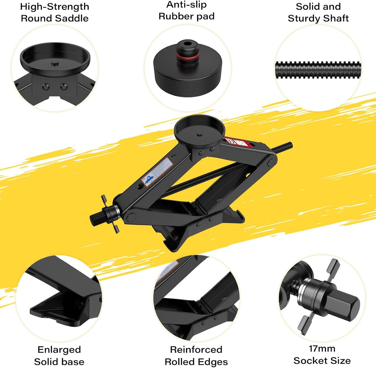 3 Ton Car Jack for Tesla Model Y Model 3, 4.1"-18.3" Lifting Scissor Jack with Lug Wrench, Tesla Tire Change kit for Model Y/3/S/X.