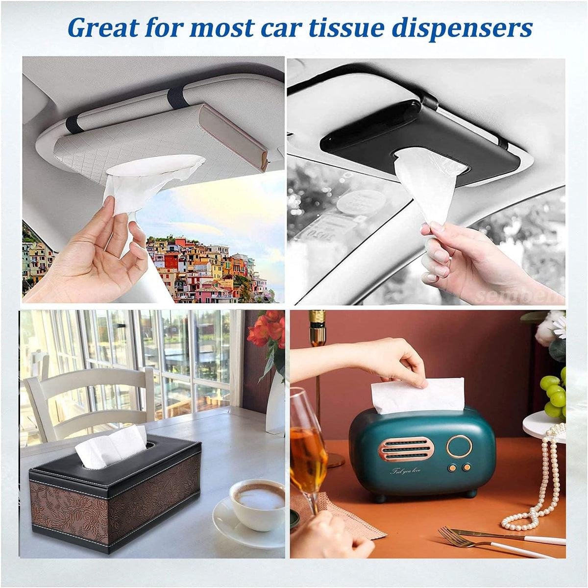 Car Facial Tissue Refill for Car Visor Holder, 3-Ply Soft 360 Sheets