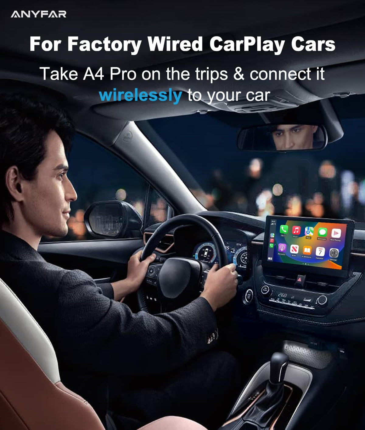 A4 Pro Wireless CarPlay Android Auto Adapter with Cooling Vents