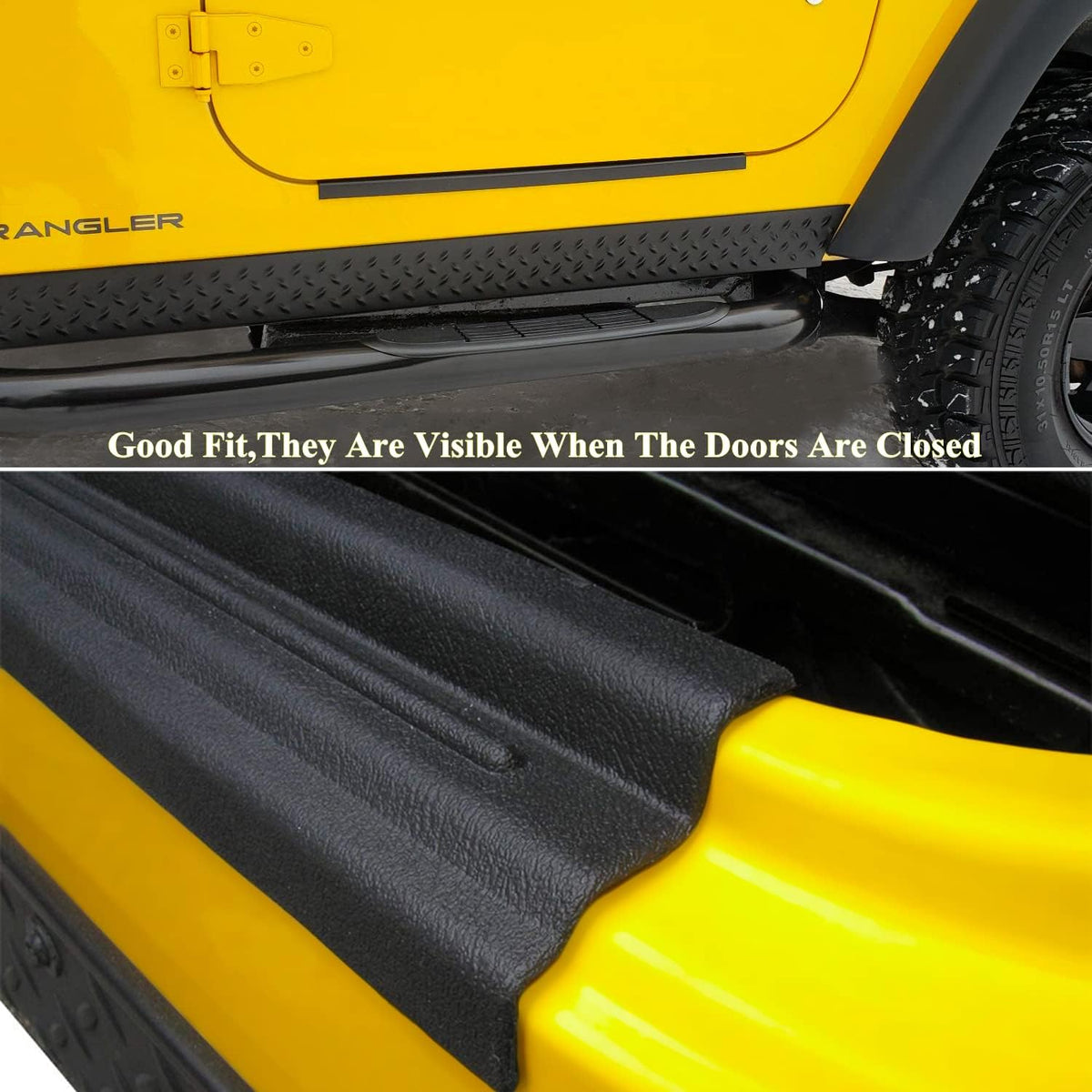 2PCS Black Car Door Sill Entry Protector Cover for Jeep Wrangler TJ 97-06