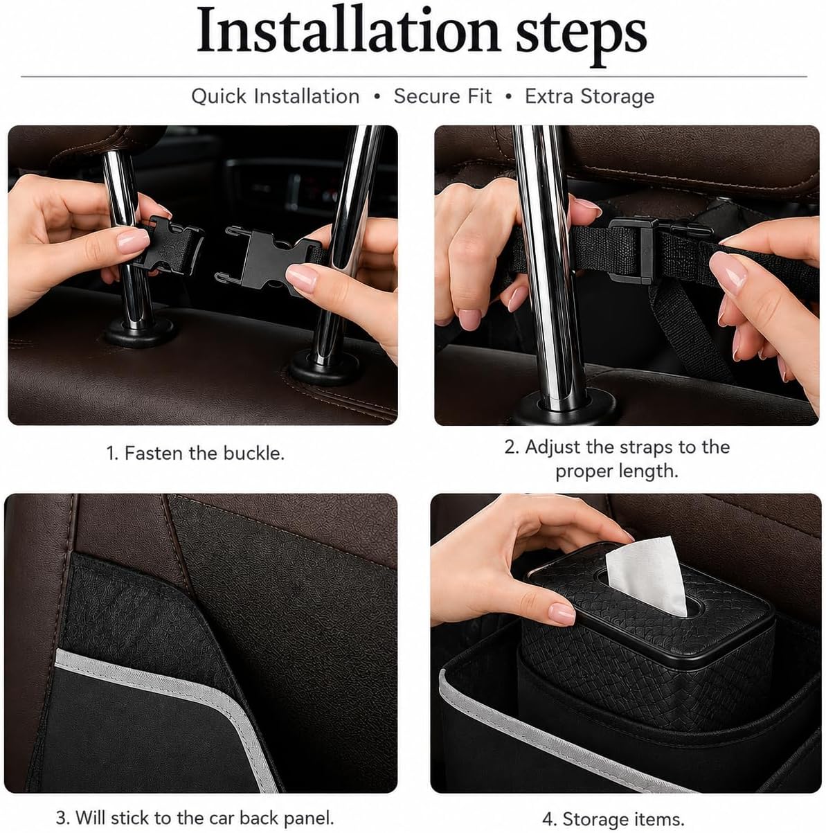 Car Trunk Organizer, Hanging Seat Back Storage Organizer with Large Pockets, Space-saving Backseat Car Organizer