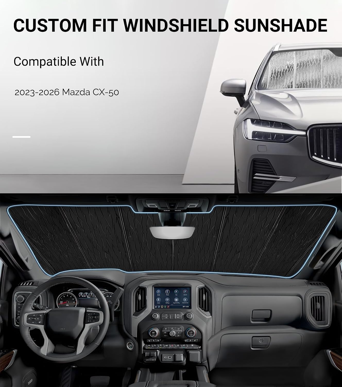 Pigenius Windshield Sunshade for Mazda CX-50 2023-2026 Front Window Sun Shade - AstraGuard