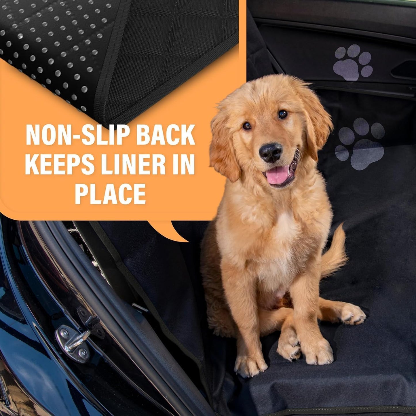 Active Pets Waterproof Hammock Standard Car Seat Cover, Fits Sedans Hatchbacks Crossovers Coupes Compact Vehicles, Secure Convertible Travel Bed Protects Backseat Cargo from Dogs, Black w/Black Trim