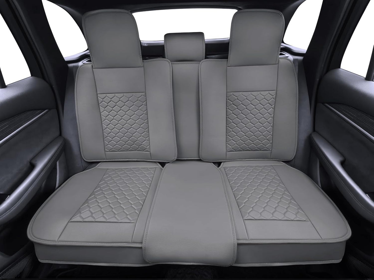 Elantrip Car Seat Cover Full Set Leather Waterproof Front Rear Gray