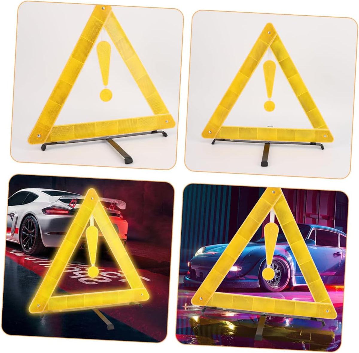 ULTECHNOVO Foldable Reflective Warning Triangle Sign for Emergency Parking Safety Reflector with High Visibility for Roadside Use and Car Inspections