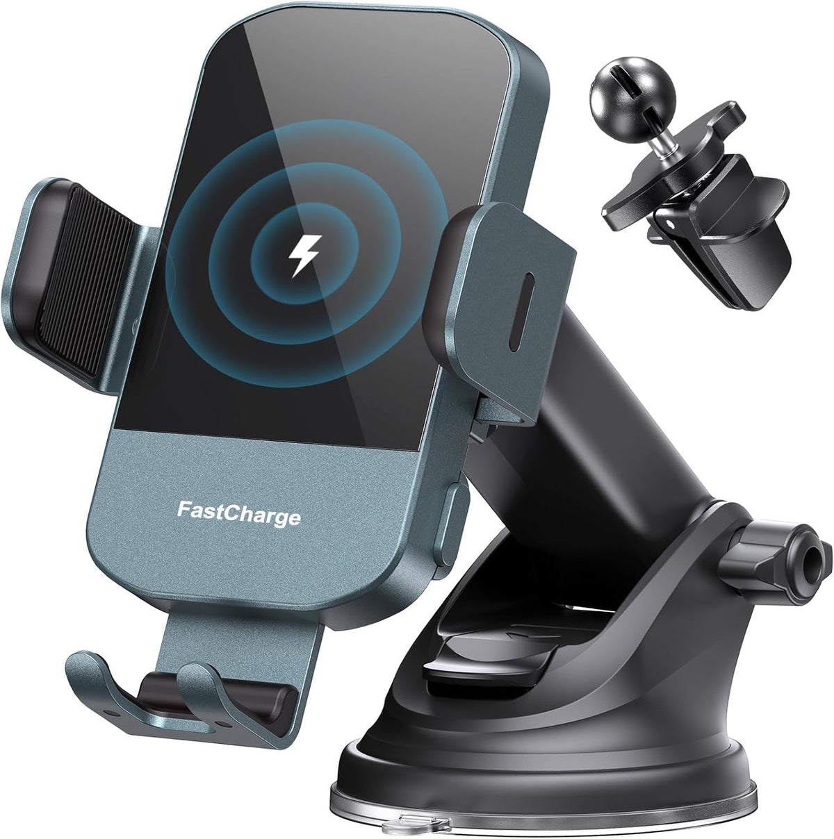 Wireless Car Charger, 15W Fast Charging Auto Clamping Car Charger Phone Mount Phone Holder fit for iPhone 15 14 13 12 11 Pro Max Xs, Samsung Galaxy S24 Ultra S23 S22 S21, S20, S10+, Green