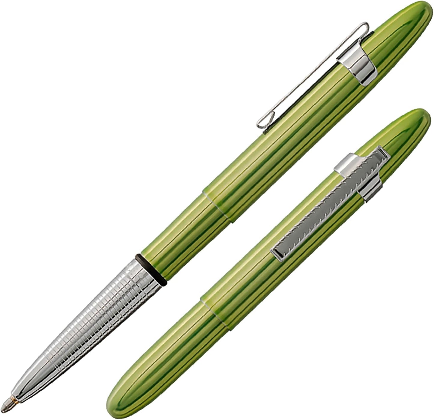 Fisher Space Pen Brushed Chrome Bullet Pen, Pressurized Ballpoint Pen, Compact Size, Writes Upside Down, Extreme Temperatures, Smooth Black Ink, Medium Point, Pocket Clip, Gift Box, Made in USA