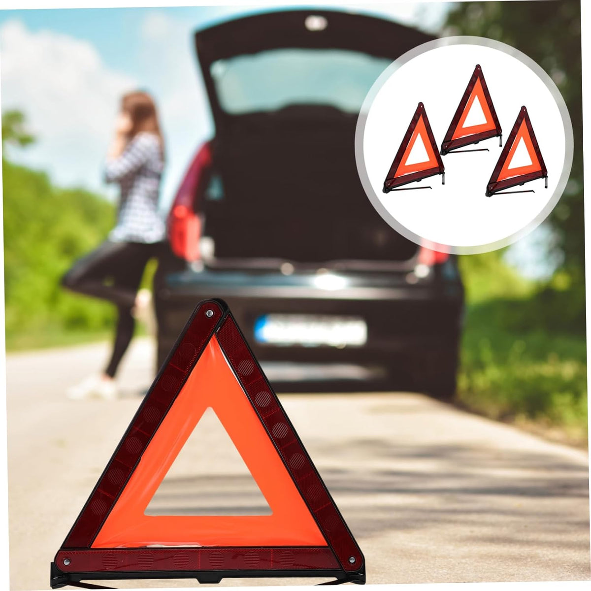 Cabilock 3 Pcs Road Safety Warning Triangle Sign for Car Roadside Use