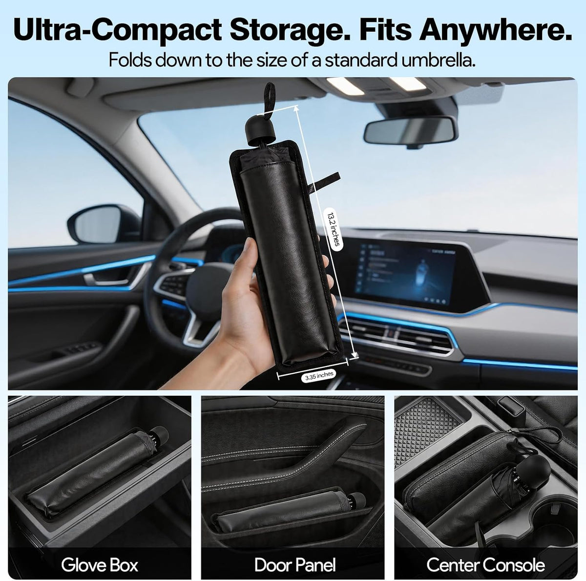 Umbrella Sunshade for Car Windshield - Windshield Sun Shade 2026 Upgraded Foldable 57"x32" - Sunshade for Car Front Window - Protect Interior & Keep Cooler Universal for Car SUV
