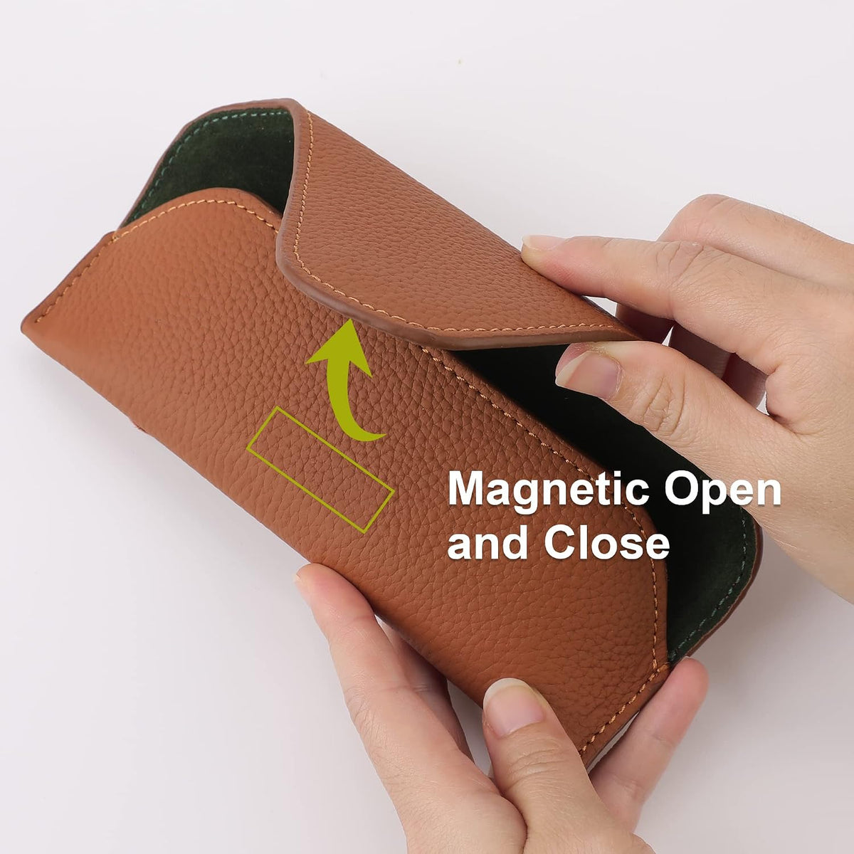 Magnetic Sunglass Holder for Car Visor, Leather Car Glasses Holder
