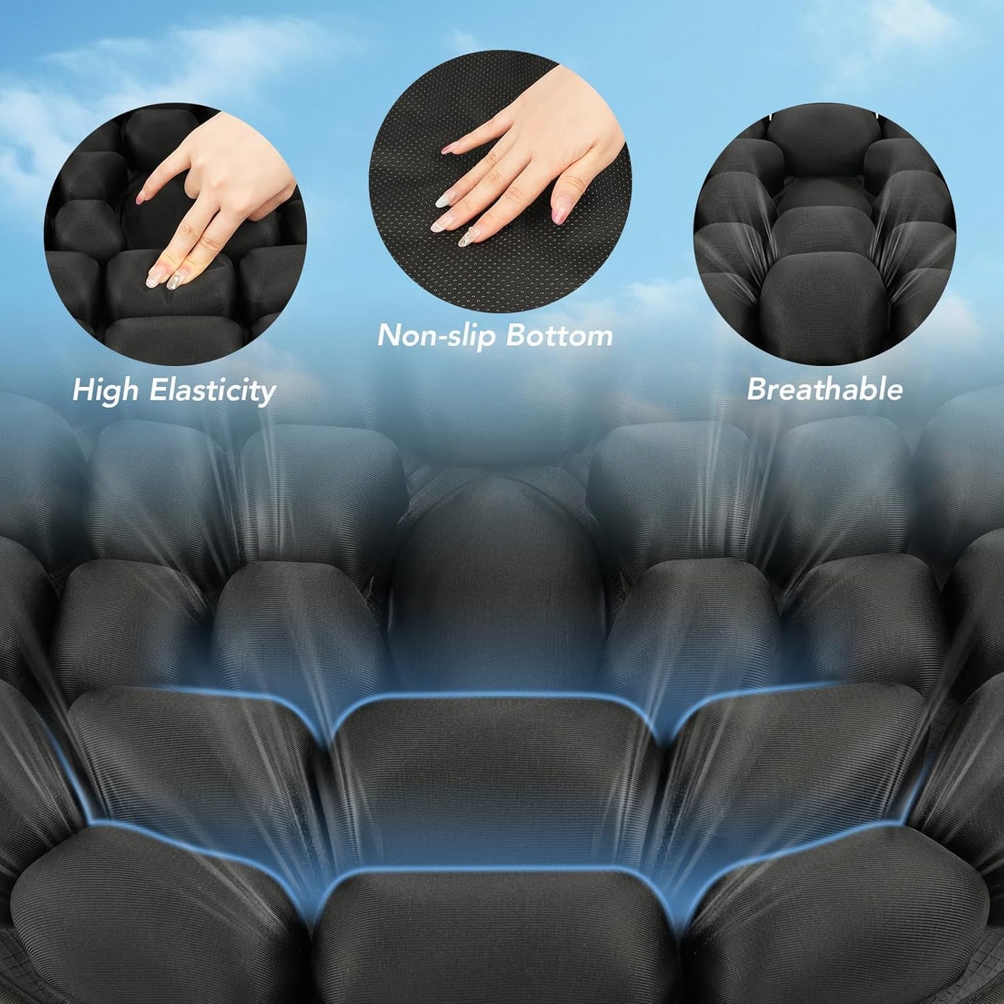 3D Air Inflatable Travel Seat Cushion for Pressure Relief Support | Comfort Cushion for Long Sitting,Car,Airplane Travel,Office Chairs & Home Living,Designed for Tailbone & Hemorrhoid Comfort