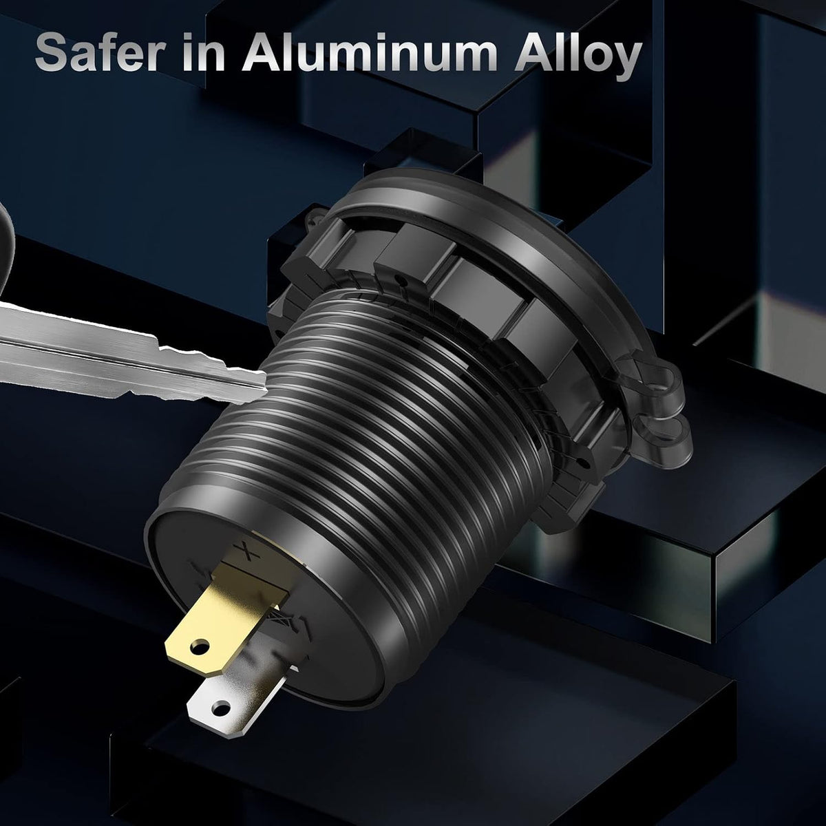 12V USB C Aluminum Car Charger Socket, 12 Volt Outlet, PD 20W and Quick Charge 3.0 18W Car USB Port Waterproof with Voltmeter & Power Switch, Suitable for Marine Truck Motorcycle Boat Golf cart RV