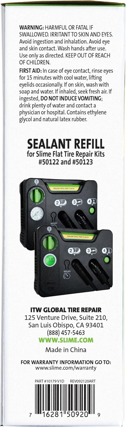 Slime 10179 Flat Tire Repair Kit (Sealant Refill)