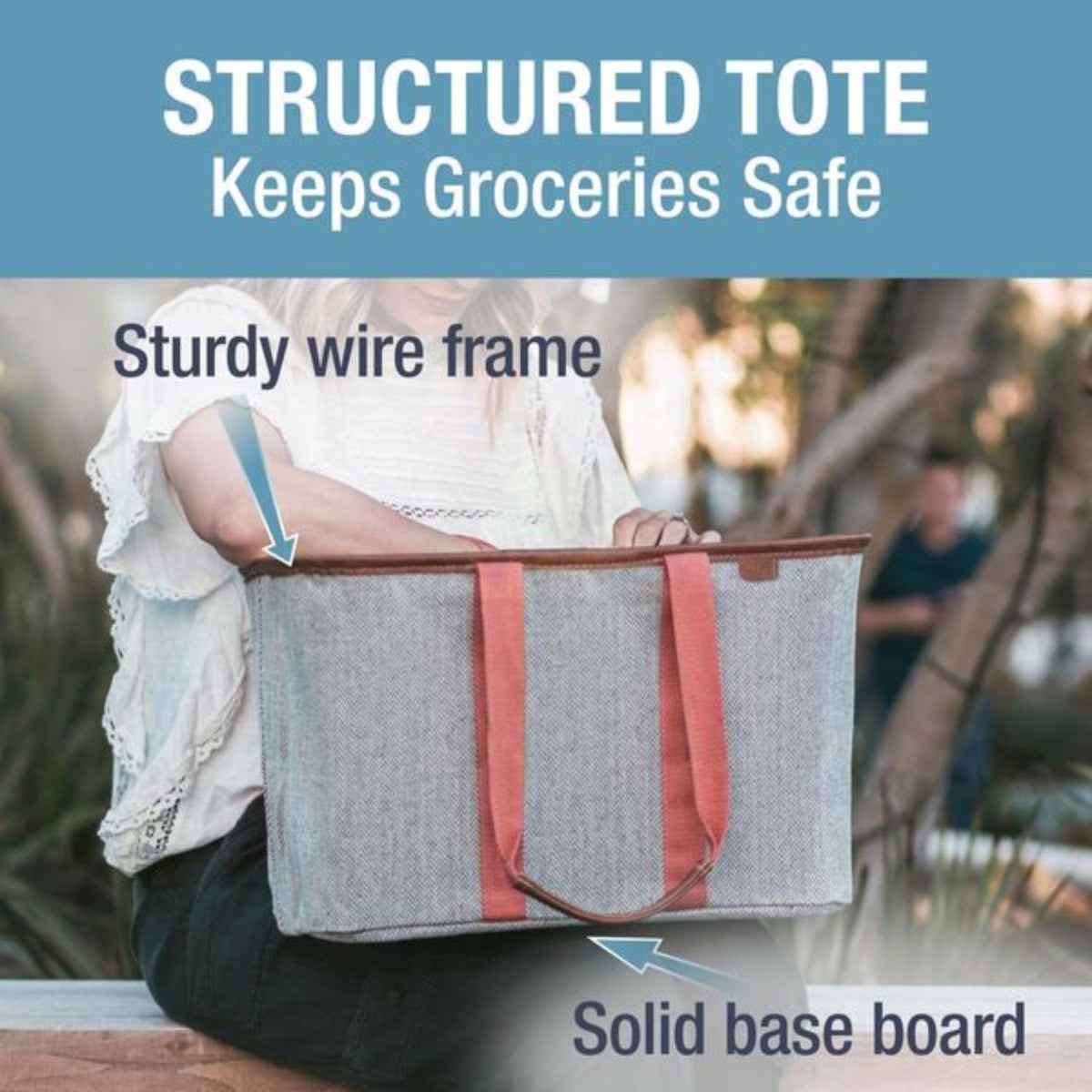 CleverMade Collapsible LUXE Tote, 30L Foldable Grocery Shopping Bag, Reusable