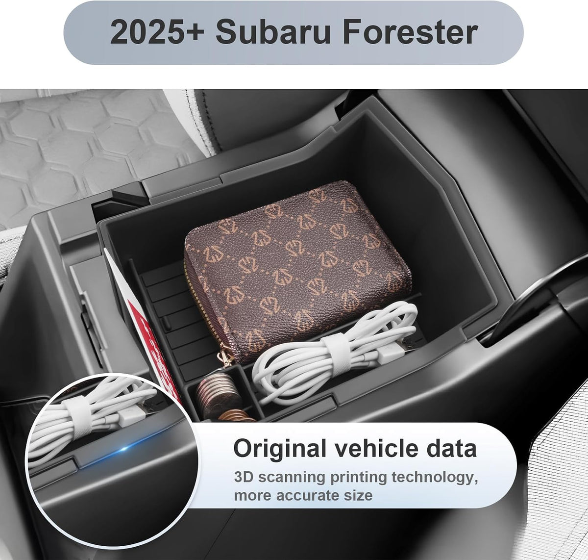 SKTU 2-Pack for 2025 Subaru Forester Center Console Organizer for 2025 Subaru Forester (Base/Premium/Sport/Limited/Touring) Console Tray Subaru Forester 2025 Accessories Double Layers