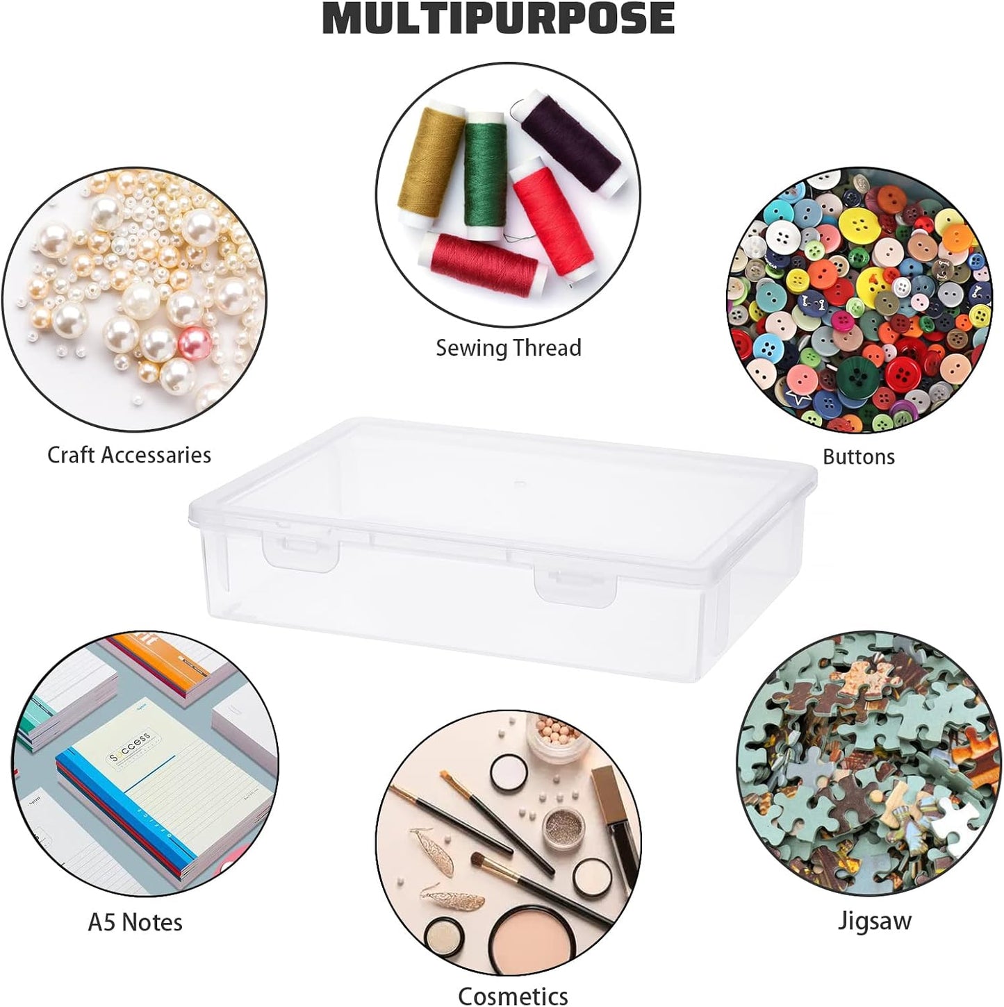 BTSKY Clear Plastic Storage Box with Flap Lid, Multipurpose Craft Organizers and Storage Box Art Supply Storage Organizer Plastic Sewing Box for Beads Pencils Notebooks, 2 Pack Small