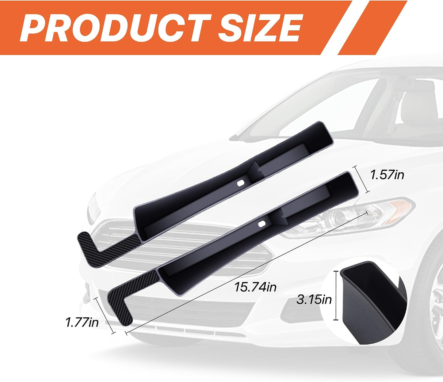 2PCS Car Seat Gap Filler, Anti-Drop Vehicle Console Crevice Blocker with 2 Storage Areas, Seat Side Seam Organizer Plug from Droping, Universal Automotive Interior Accessories (Black)