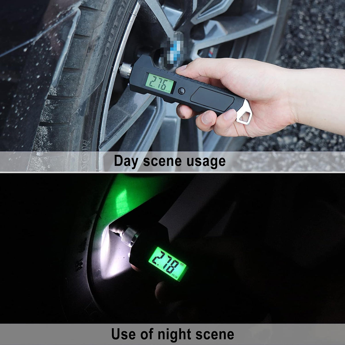 MEANLIN MEASURE Digital Tire Pressure Gauge 0-230 PSI Heavy Duty Professional Accessories for SUV RV Truck and Normal Cars with Backlit LCD and Flashlight