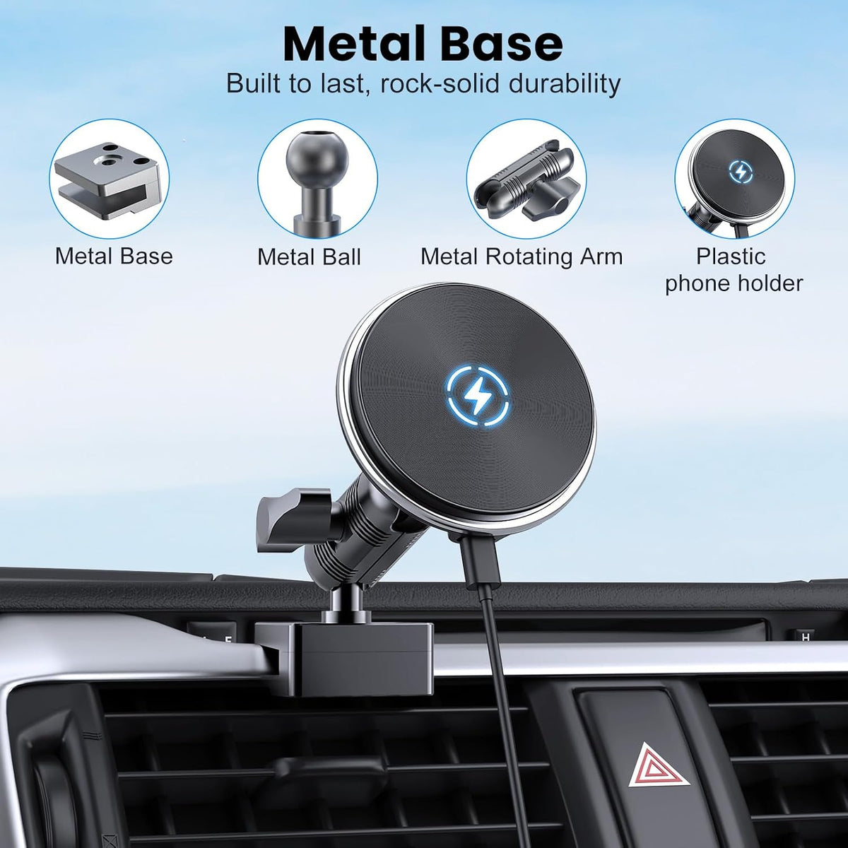 DIAMOOKY Wireless Charger Magnetic Phone Mount for Toyota 4Runner 2010-2024