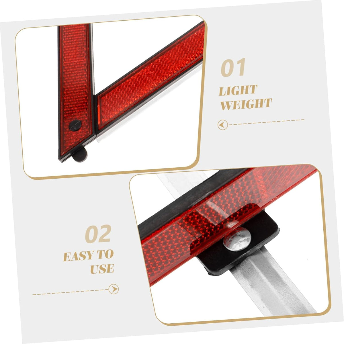 3pcs Reflective Warning Triangles Durable Plastic Road Safety Signs