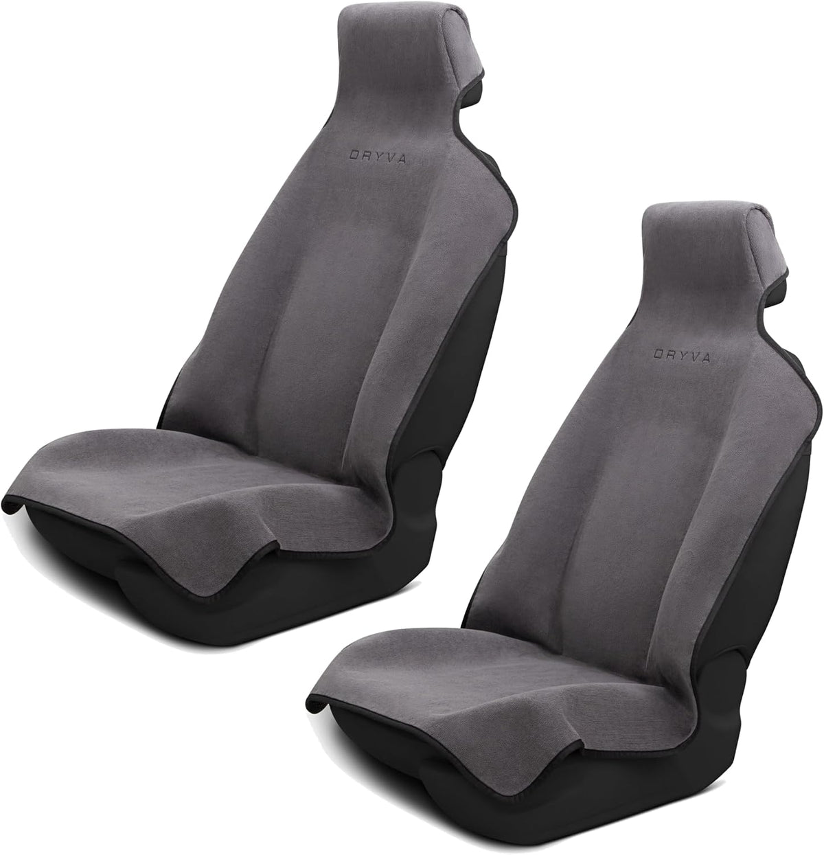 DryvaSeat - Premium Microfiber Towel Car Seat Cover - Waterproof & Sweatproof - Universal Fit, Machine Washable, Non-Slip - Seat Protector for Car, Truck, SUV, Van (Shadow Black, 2 Pack)