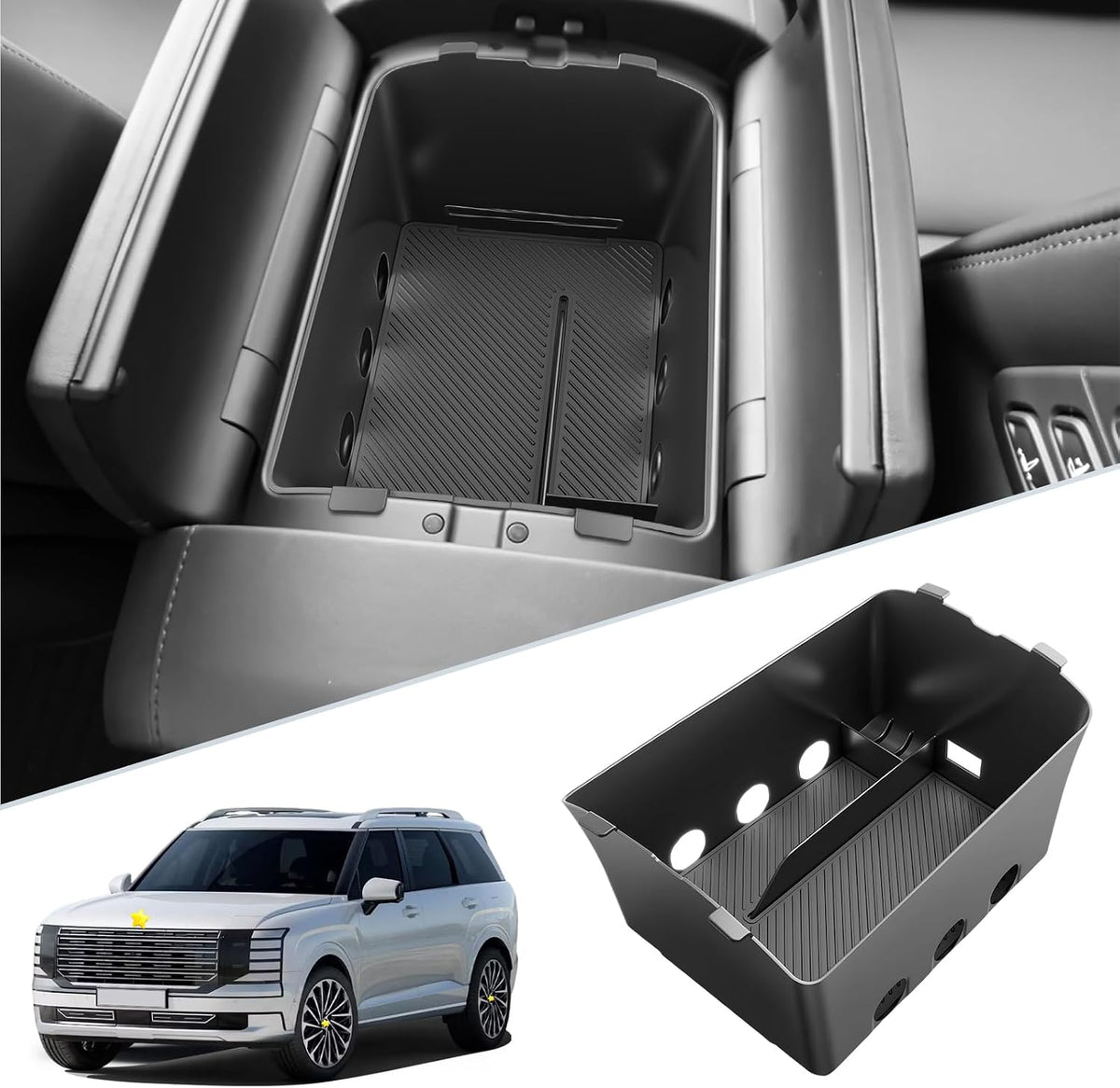 SKTU for 2026 2027 Hyundai Palisade Center Console Bottom Organizer ABS