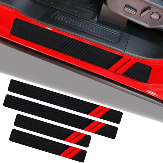 4 PCS Door Sill Decal Protectors Anti-Scratch Car Door Sill Protection Strip Edge Guards for Door Steps
